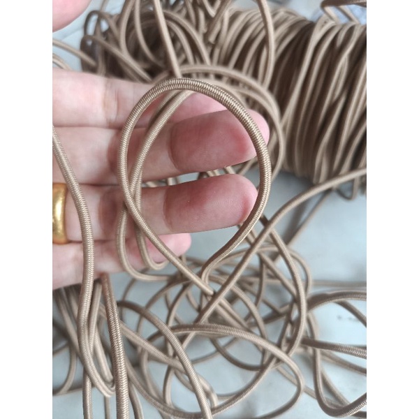 tali bulat elastis tali string elastis/tali karet bulat  3mm 13 warna( permeter)-Coklat 2
