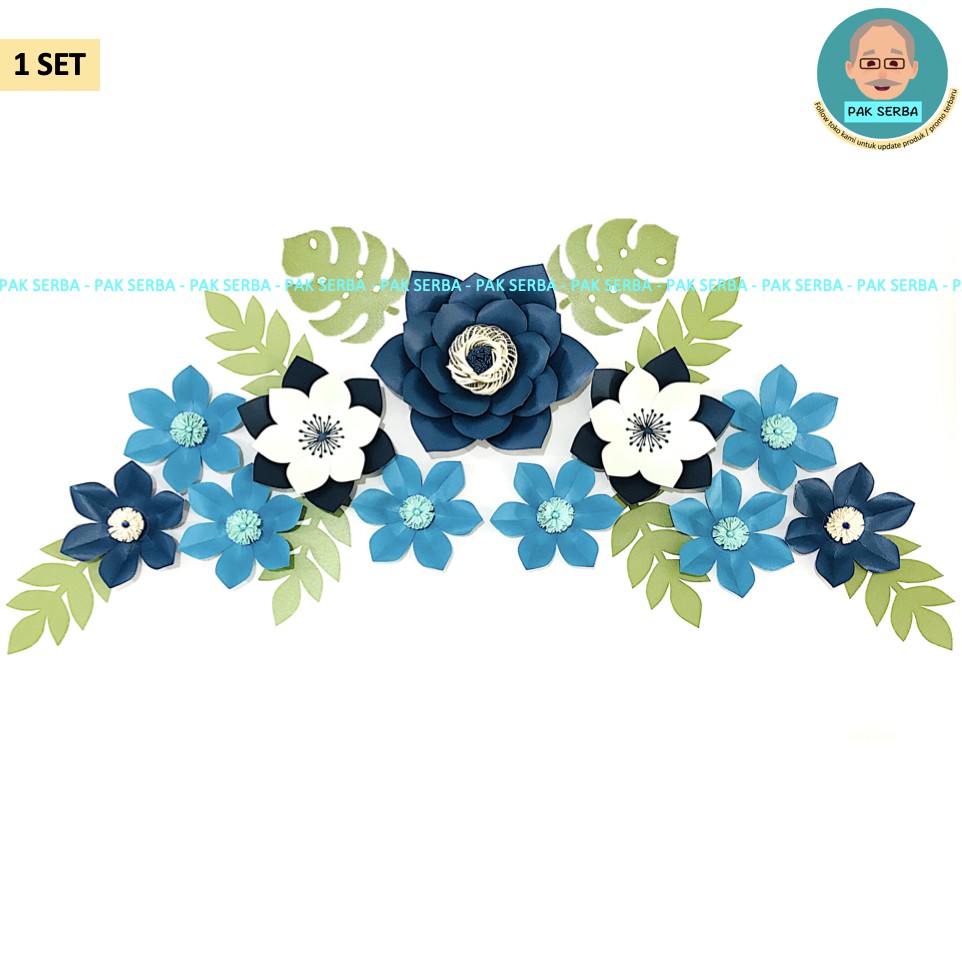 Bunga Kertas Dekorasi / Paper Flower Backdrop Photobooth (Biru)