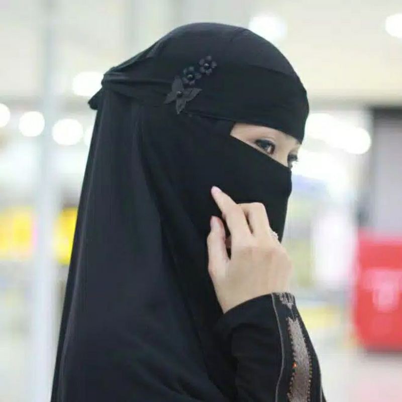 Niqab Bandana Kupu Bunga Niqob Cadar Sifon