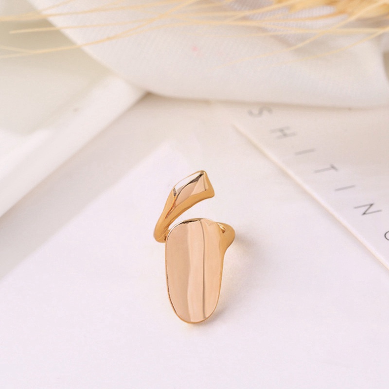 Fancyqube Cincin Kuku Bahan Logam Aksen Berlian Imitasi Model Hollow Untuk Wanita