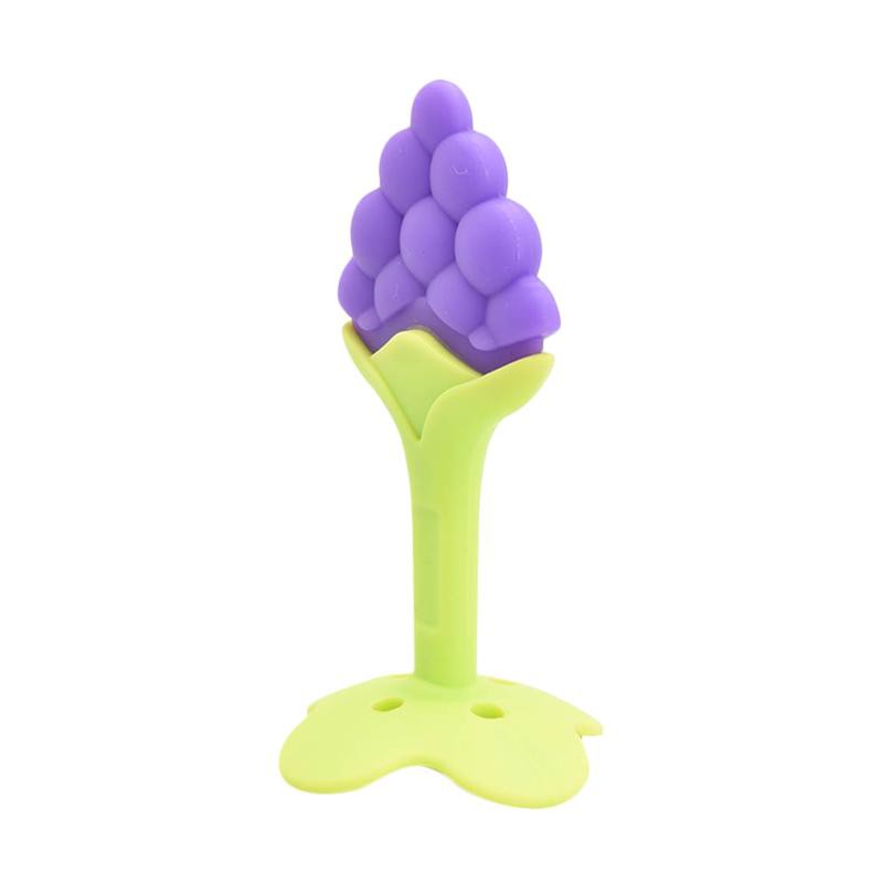 Baby teether buah Empen bayi gigitan tooth pacifier mainan rattle genggam fruit silikon silicon apel orange strawberry anggur peach