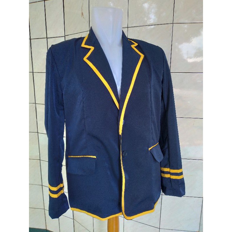 Jual Jas almamater warna biru dongker lis kuning emas Indonesia|Shopee ...