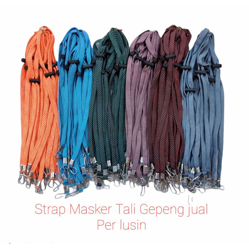 STRAP MASKER /STRAP MASKER TALI GEPENG/ STRAP JUAL PER LUSIN / HARGA PER LUSIN 12 PCS