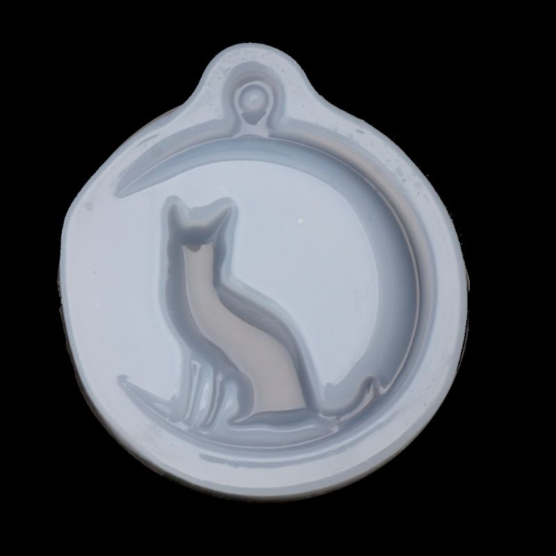 SIY  Cat Sit On Moon Charm Pendant Silicone Mold Jewelry Making Resin Casting Mold