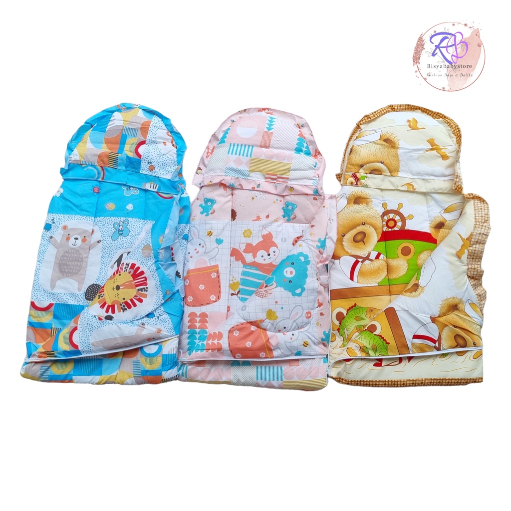 SLEEPING BAG BABY NEWBORN/ TOPI bayi selimut topi bayi resleting