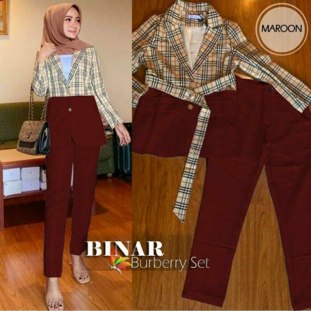Set Binar Burberry  || Pakaian Wanita Murah Jakarta