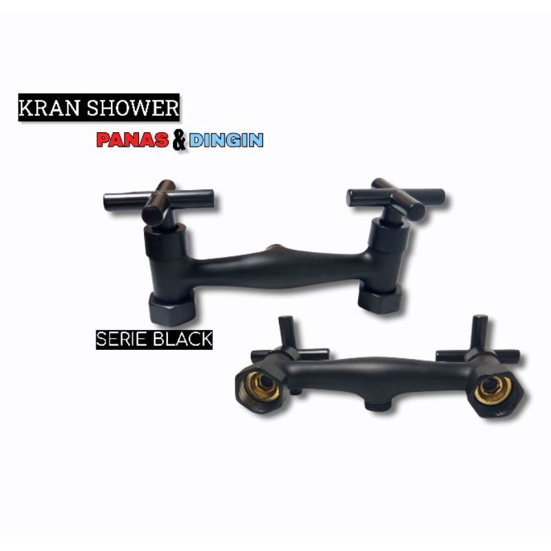 Kran Shower Body Only Keran Panas Dingin Kuningan Lapis Black Ukuran Sandard 1/2&quot; Inch