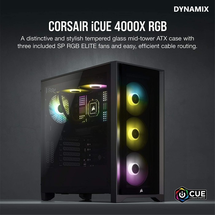 [tanpa palet kayu] Corsair iCUE 4000X RGB Tempered Glass Mid-Tower ATX Gaming Case Black atau White | Casing PC