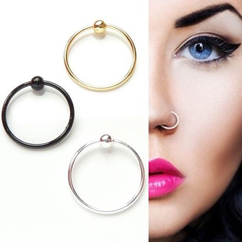 2 Pcs Perhiasan Tindik Tubuh Cincin Untuk Tragus Tulang Lunak Hidung Bola Polos Stainless Steel