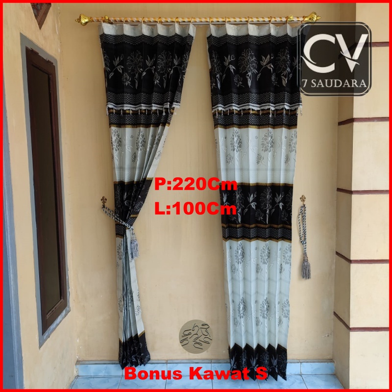 Gorden Pintu Minimalis Tirai Motif Bunga Murah Tebal Premium Terbaru 2021 Ukuran L100cm X P220cm COD