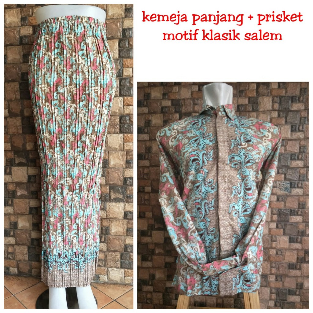 SB Collection Couple Rok Plisket Jenny Maxi Panjang Jumbo Dan Kemeja Batik Pria