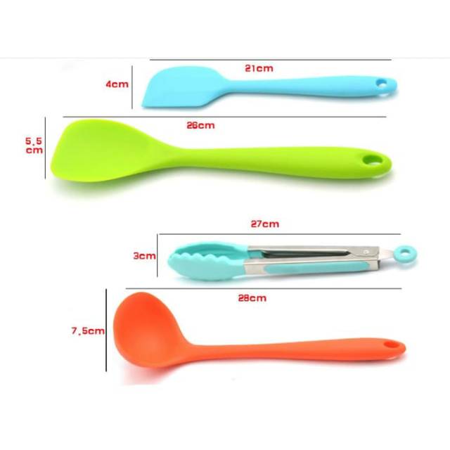 Silicone Utensil Set 10 pcs / peralatan masak sutil spatula silikon warna warni