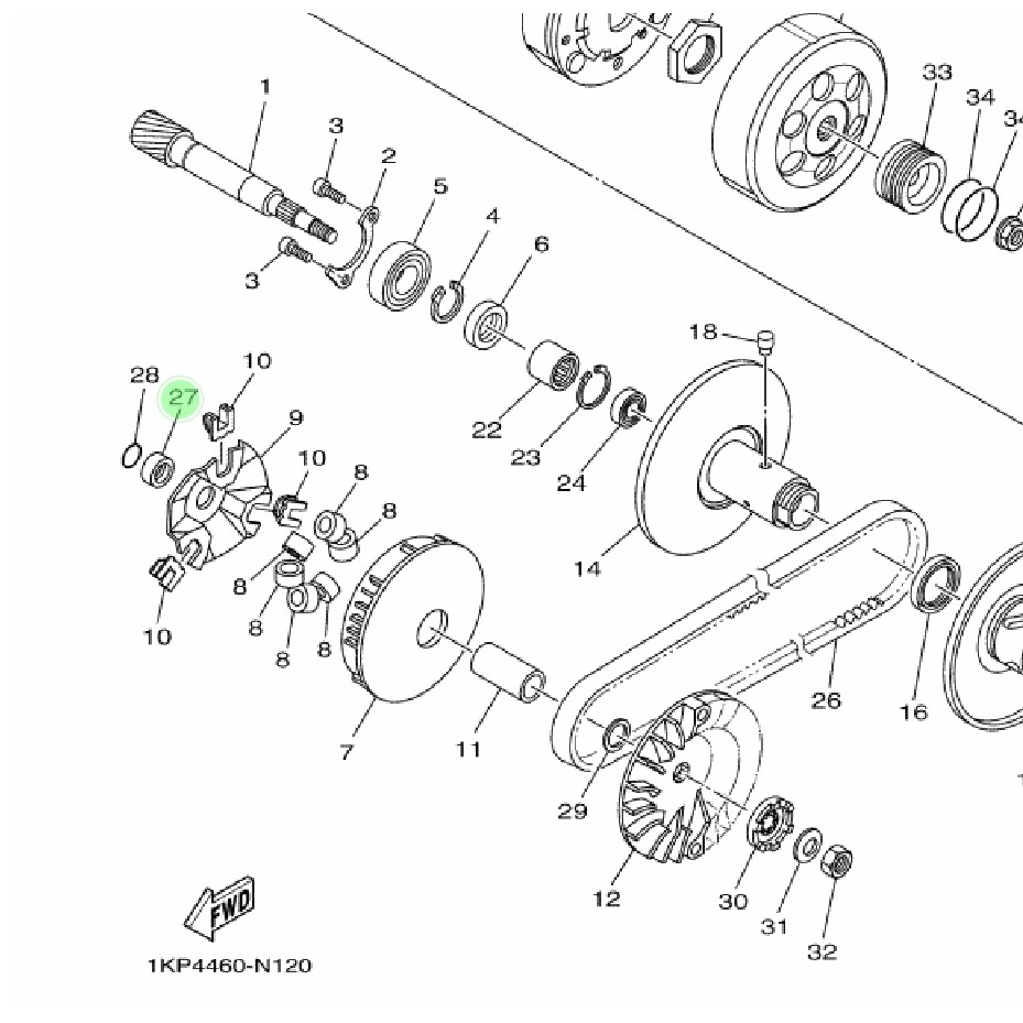 COLLAR BOSH PULY CVT DEPAN BELAKANG RUMAH ROLLER MIO J SOUL GT FINO FI XRIDE 115 - XEON KARBU RC GT AEROX 125 ORIGINAL YGP 44D-E7645-00