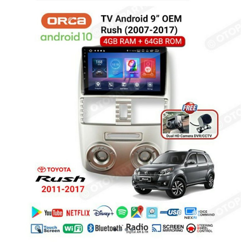 Head unit oem rush - tv android toyota rush 2007-2017 - tv android orca 9 inch