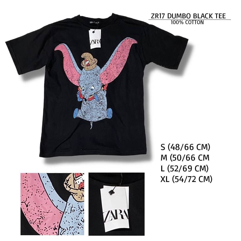 Baju Kaos Wanita Murah Zara 17 Dumbo Black Tee