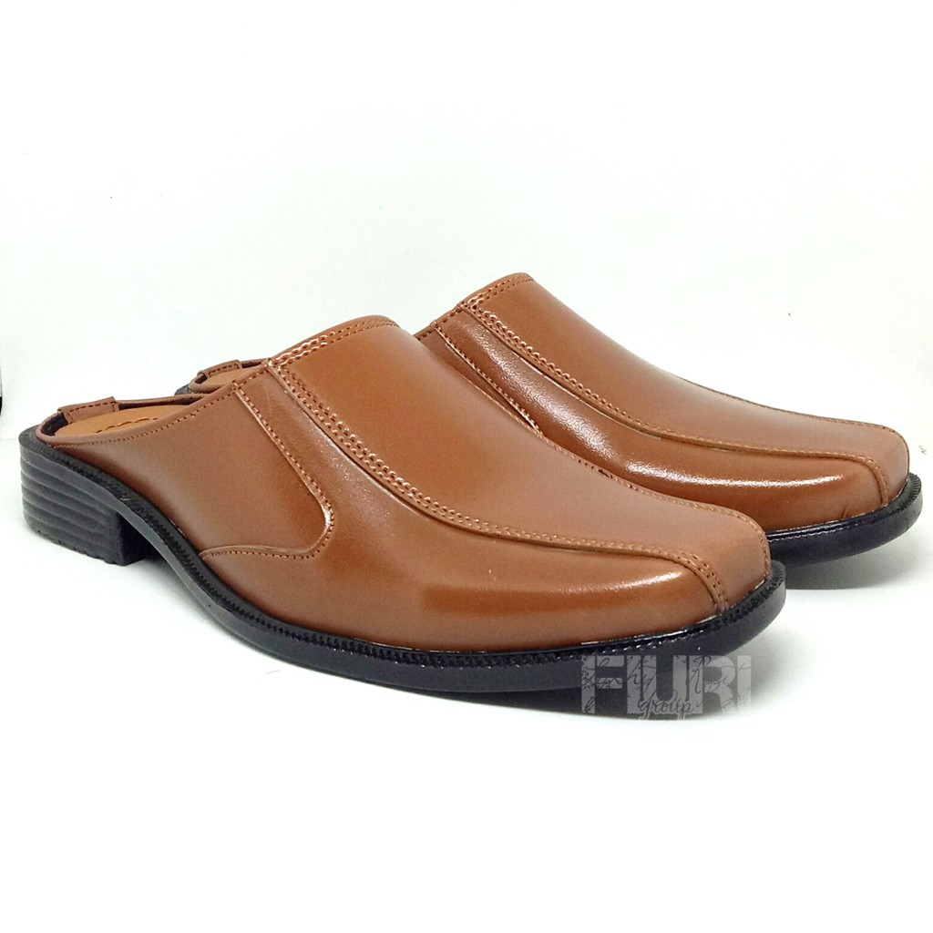 FIURI - BJ 6 Tangerine 38-43 - Sepatu Pantofel Selop Pria - Sepatu Formal Pria - Sepatu Pantopel Slop Kerja Kantor Cowok Murah - Bustong Slip On Nikah Promo Diskon - Sepatu Pantopel Sendal Kulit Lebaran Hari Raya Idul Fitri - Fashion Pria