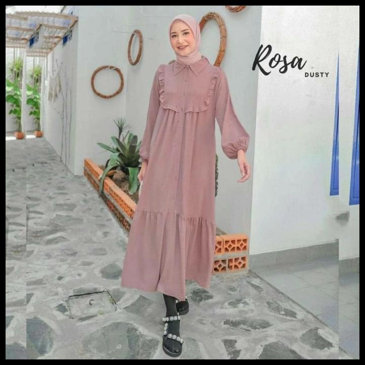 Rosa Long Tunik - Tunik Wanita - Tunik Muslim Polos Elegan Panjang