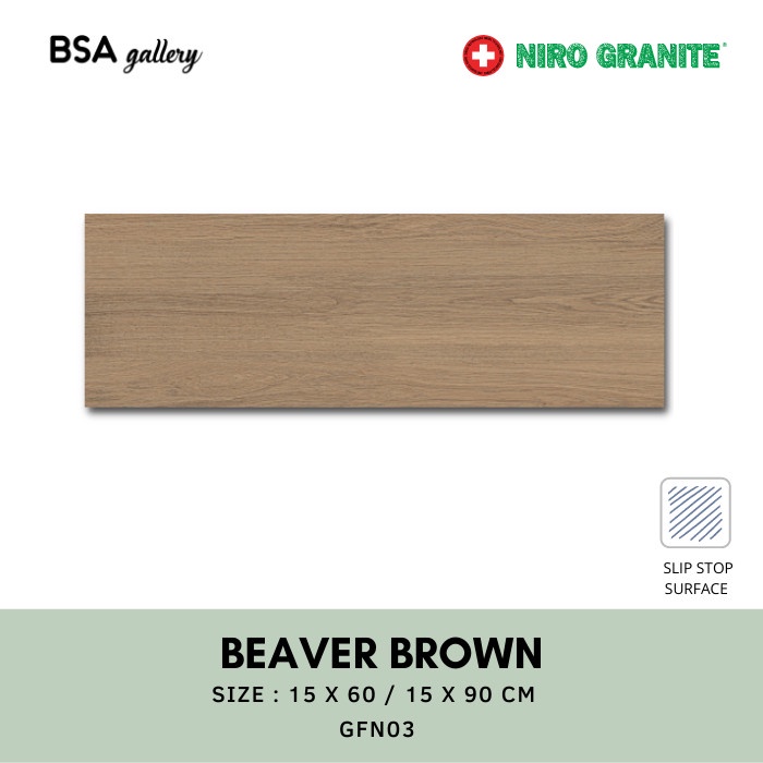 NIRO GRANITE FINEWOOD BEAVER BROWN 15X60 / GRANIT MOTIF KAYU 15X90
