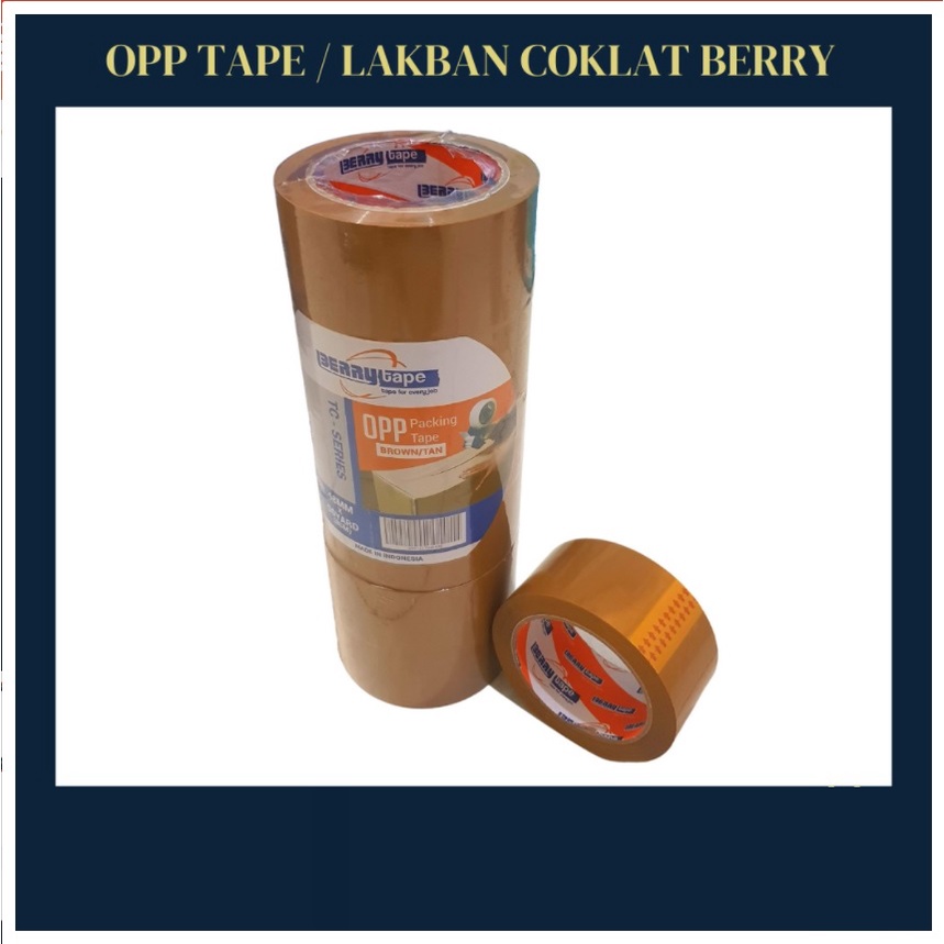 

OPP Tape / Isolasi Plakban / Lakban Coklat Merk Berry 48mm x 90 yards