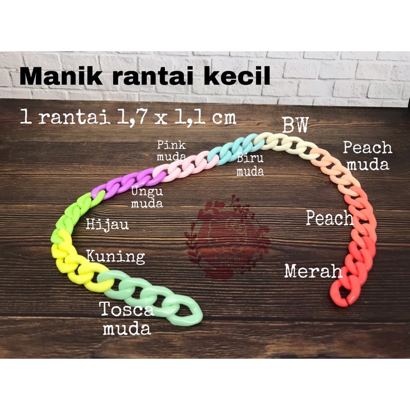 10gr. Manik rantai acrylic clear KECIL warna warni plastik