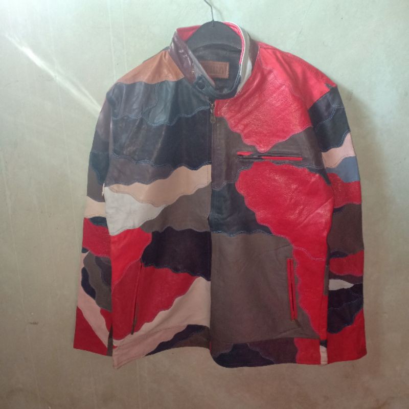 Jaket Garut Kulit Asli Domba Sambung Abrag Garut Sambungan Batik 100% Kulit Domba Asli