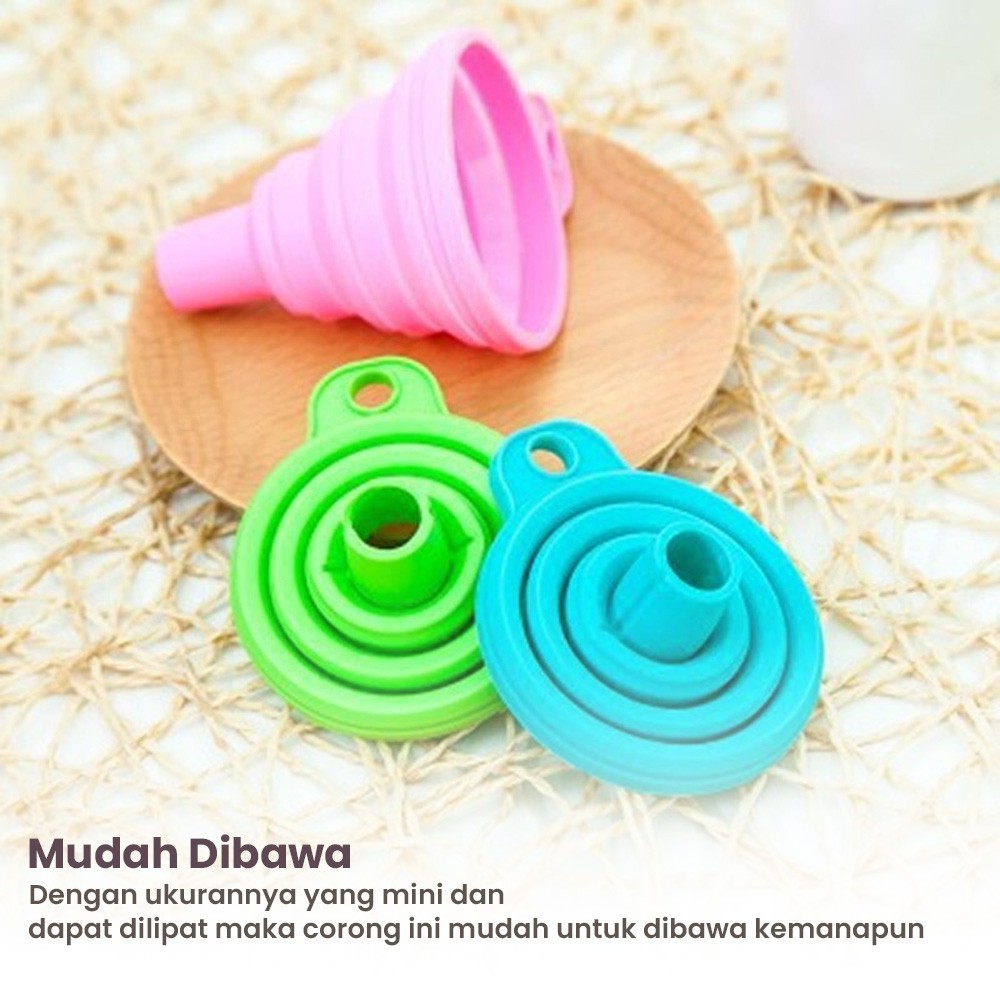 Corong Air Minyak Silikon Lipat Anti Tumpah Corong Mini Portable
