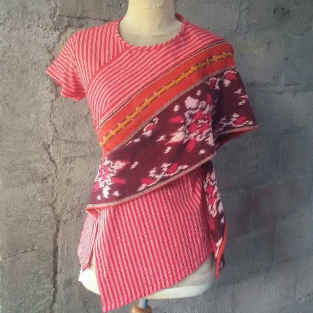 Drapetop lurik/ blus lurik kombinasi tenun