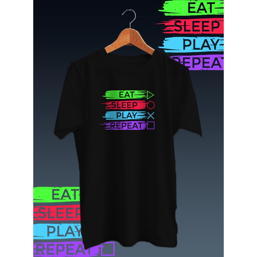 KAOS DISTRO PRIA&quot;EAT SLEEP PLAY&quot;/kaos distro cotton combed 30s/kaos lengan pendek