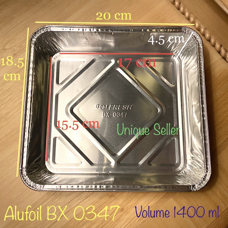 Aluminium Foil BX 0347 uk 20x18.5 cm / Alufoil Tray Kotak Besar 20x18,5 cm / Aluminium Foil Cup Kotak 20 x 18.5 cm