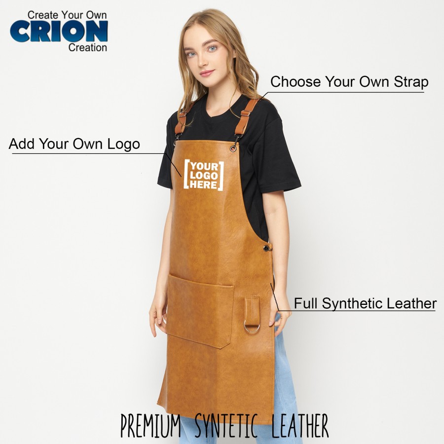 Celemek Full Synthetic Leather Apron Barista / Barber custom logo