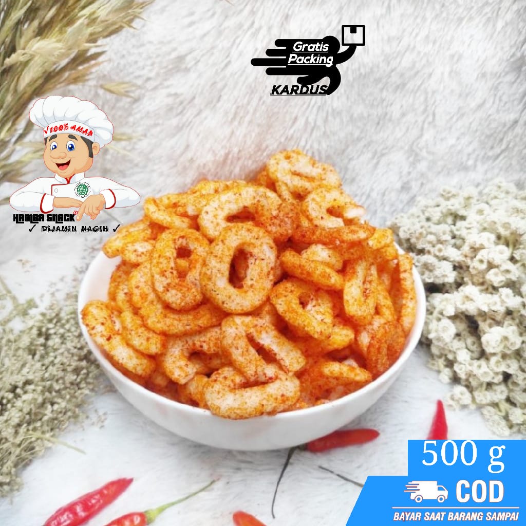

RING SMAX SUPER PEDAS 500g / Ring smax / MAKANAN RINGAN CEMILAN MURAH JAJANAN XTRA PEDAS