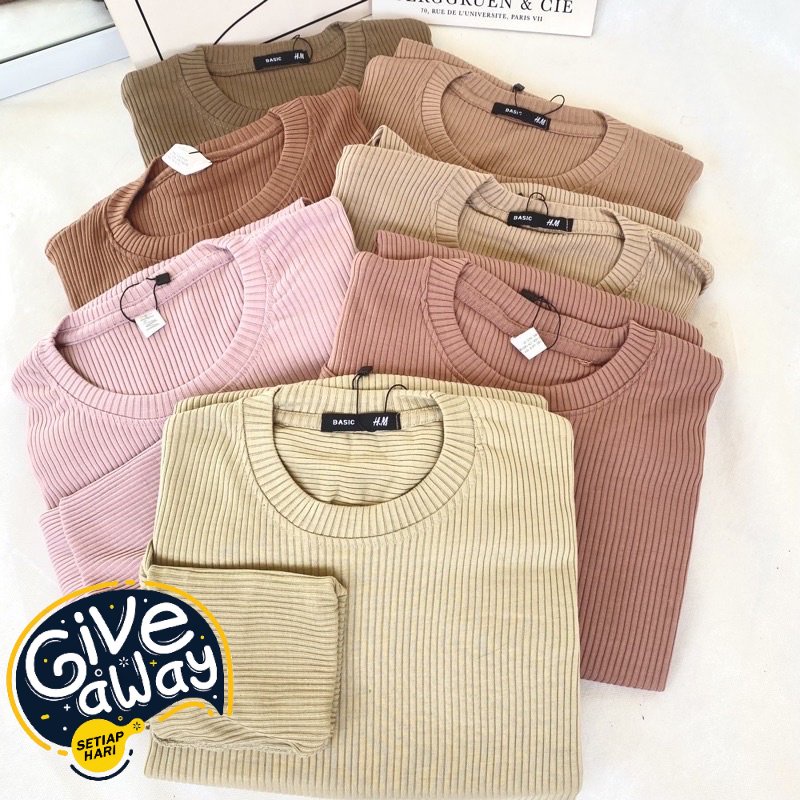 KAOS RIB KNIT TEBAL UNISEX POLOS LENGAN PANJANG PREMIUM / T SHIRT BASIC UNISEX PRIA WANITA