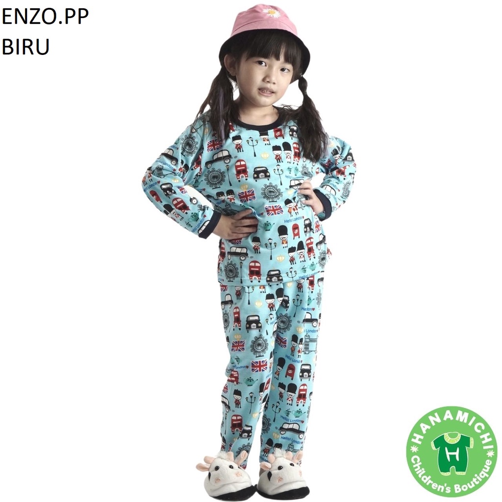 Hanamichi ENZO.PP Setelan Piyama Anak Lengan Panjang Motif Print