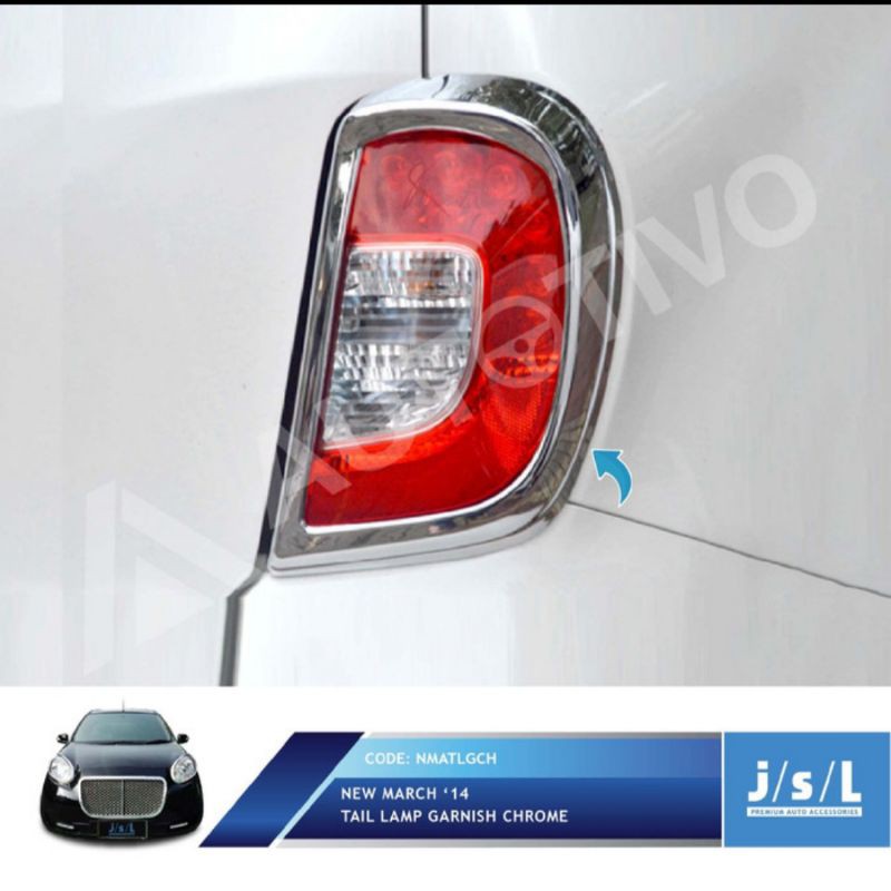 garnish lampu belakang Nissan March 2014 chrome/ tail lamp garnish chrome jsl