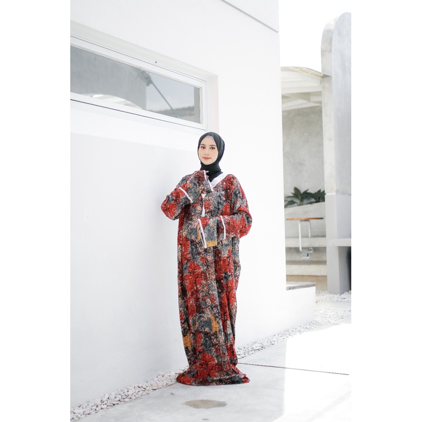 Abaya Motif Dewasa Najwa Travel  - Bahan Katun Rayon Premium Adem - Mukena Jumbo Bisa Cod