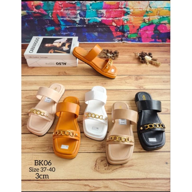 ABBUSHOES BK 06 flat spon super ban 2 rantai mayorri 5cm