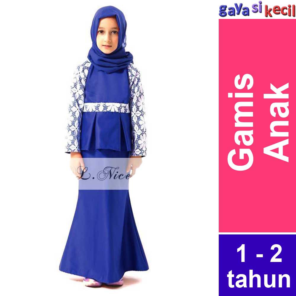 Gamis Anak Biru Elektrik peplum 12 tahun Shopee Indonesia