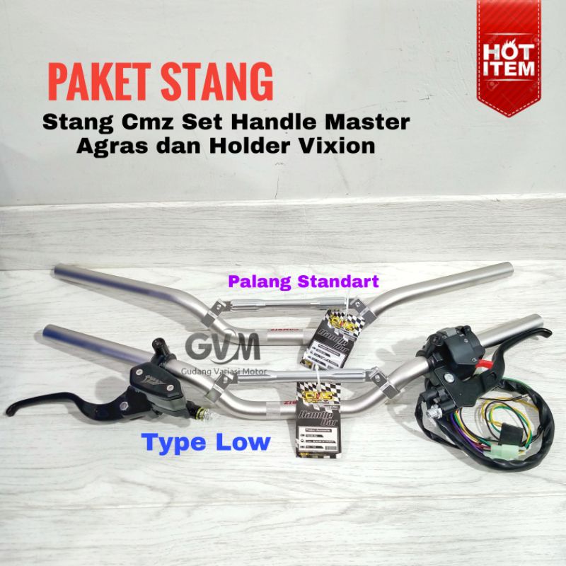 Paket Stang Stir Cmz Copy Daytona Set Master Rem Agras Copy Rcb dan Holder Kiri Vixion Universal