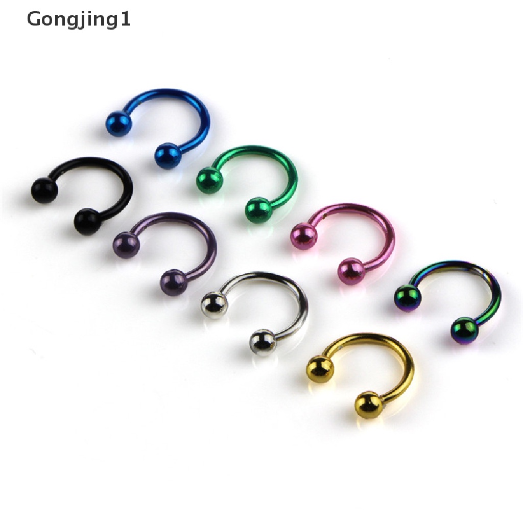 Gongjing1 Cincin Tindik Tubuh / Alis / Hidung / Telinga / Bibir / Puting Desain Tapal Kuda Untuk Wanita