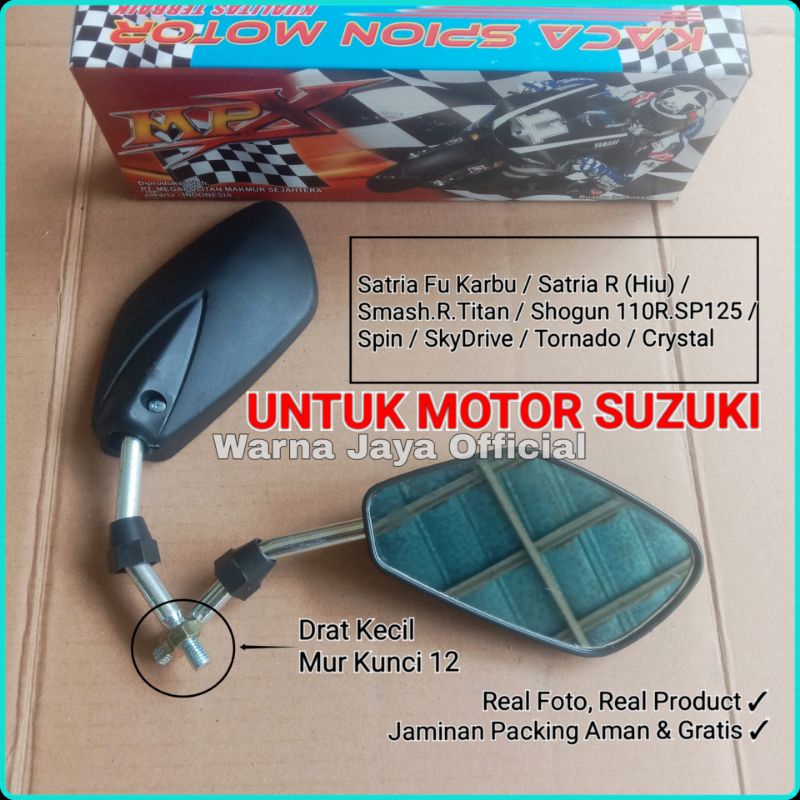 UNTUK MOTOR SUZUKI Spion Tangkai Tanggung Chrom Model SP Mpx Spion Sepion Motor Suzuki Ori Tangkai T