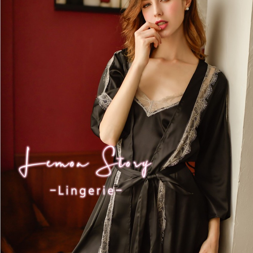 Sleepwear Kimono Lingerie Lace Sexy Night  Dress 8132