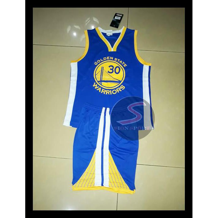 100%Original Setelan Jersey Baju Basket Nba Anak Impor - Gsw 30 Curry - Biru, S Dijamin Murah 100%