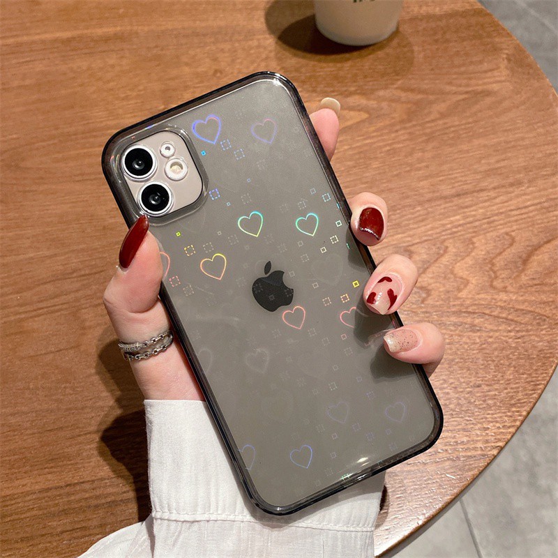 Gradient love case iphone 13 12 11 pro max X/Xs max XR 7/8plus transparent all-inclusive protection casing iphone