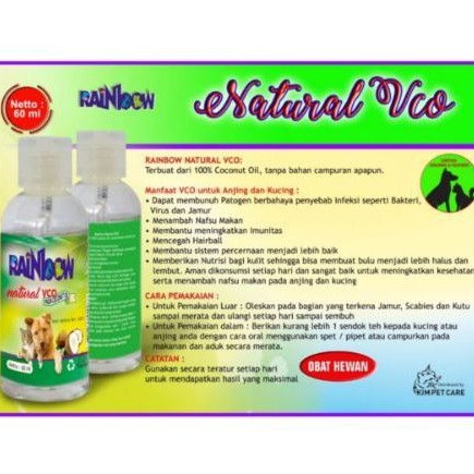 minyak vco virgin minyak kelapa vco rainbow 60ml kucing anjing