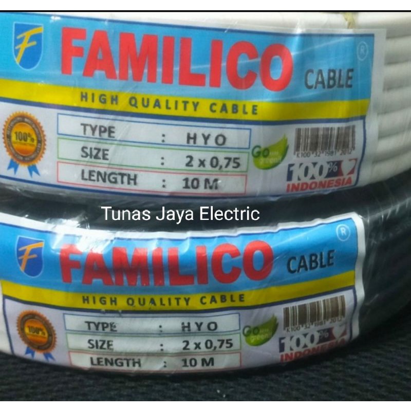 Kabel Serabut NYMHY / NYYHY 2x0,75mm @10M FAMILICO (Best Quality)