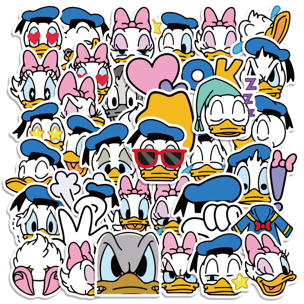 40 Donald Duck stiker lucu air kaca graffiti Jurnal bahan kartun ponsel case tangan Buku stiker Xiao