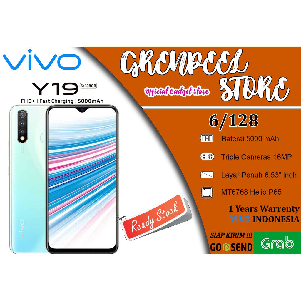 VIVO Y19 6/128 RAM 6GB INTERNAL 128GB SPRING WHITE & MAGNETIC BLACK