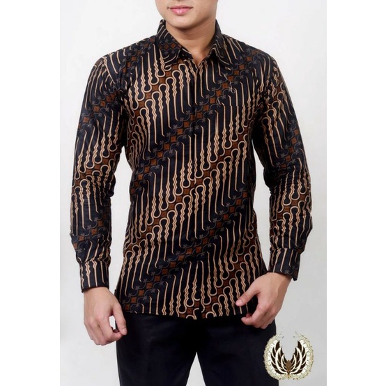 Kemeja Batik Kondangan Batik Pria Panjang Modern Motif Cakra Putih-JARUM
