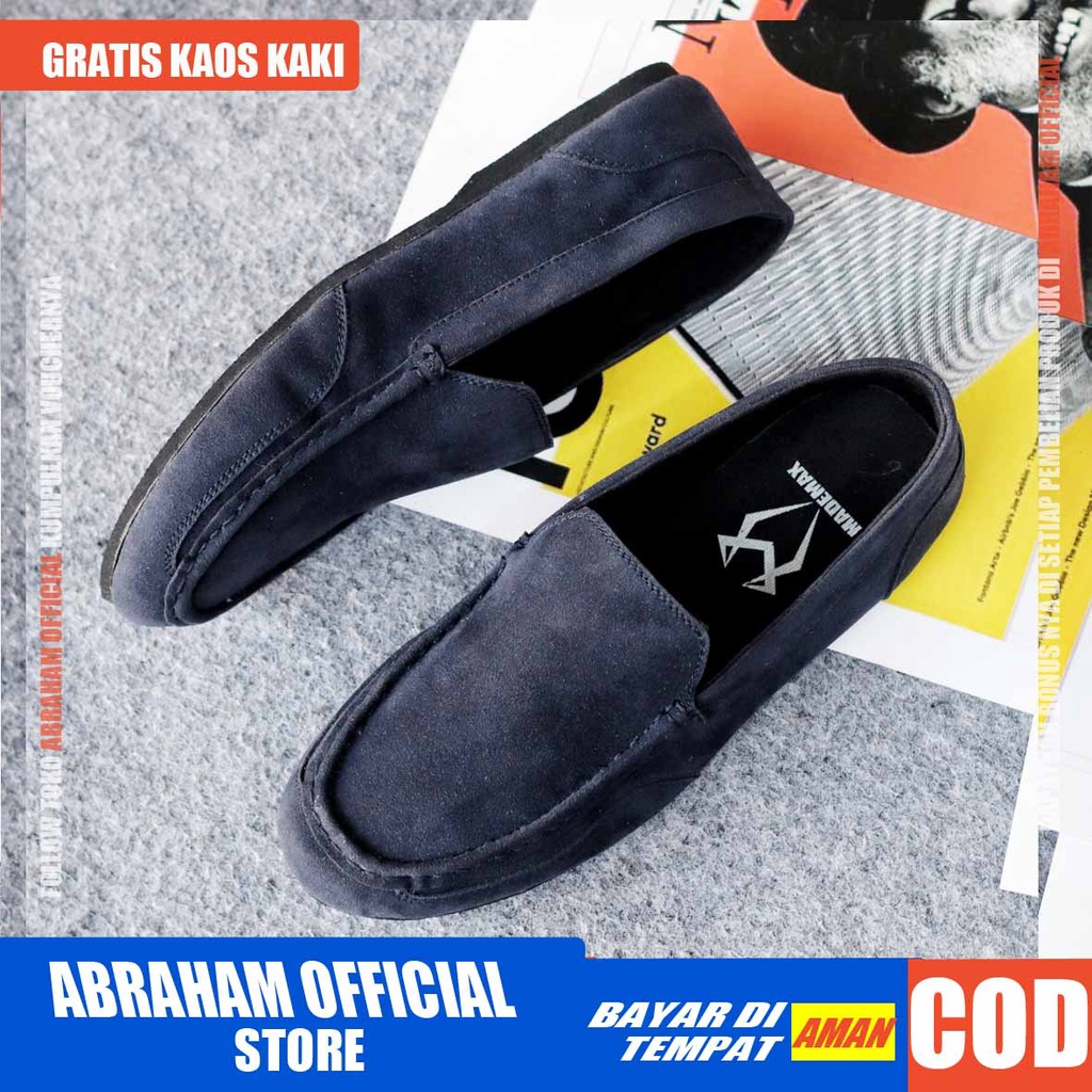 ABRHM MODNEK Sepatu Slip On Pria Sepatu Casual Pria Hitam Santai