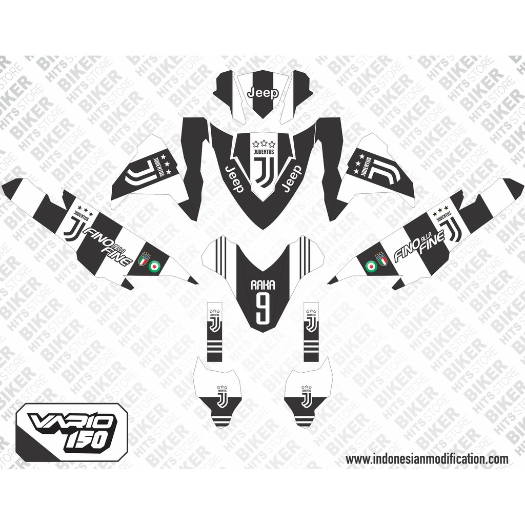 DECAL STIKER VARIO 150 VARIO 125 ESP 2016 2017 JUVENTUS HITAM PUTIH Shopee Indonesia